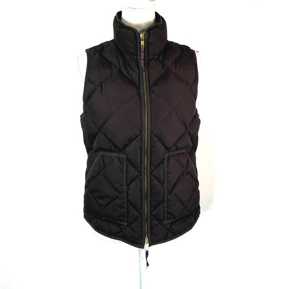 J. Crew Excursion Quilted Down Vest Black High Collar Heritage 49194 - Picture 1 of 9